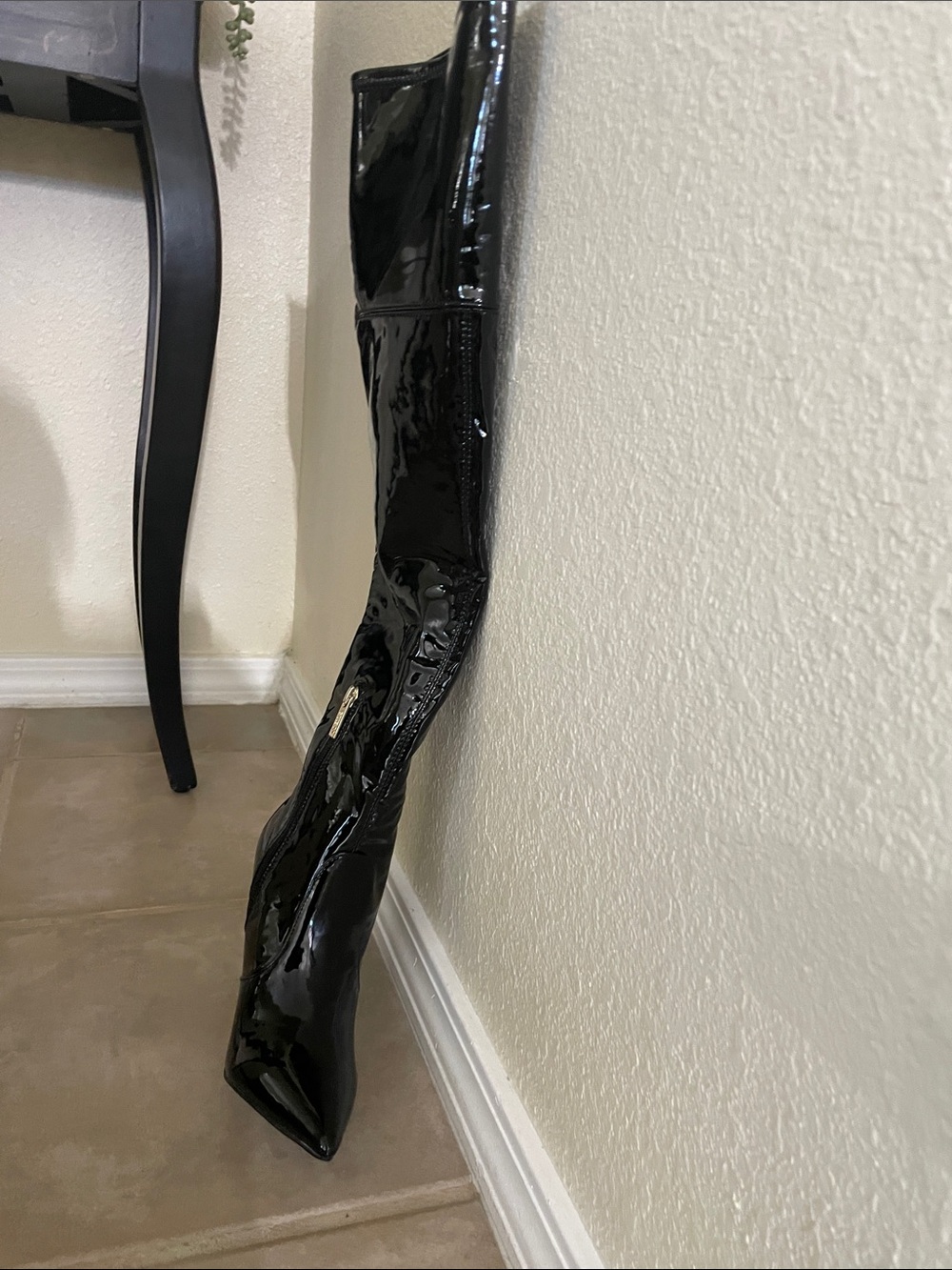 Guess Black Patent Over-the-Knee Boots